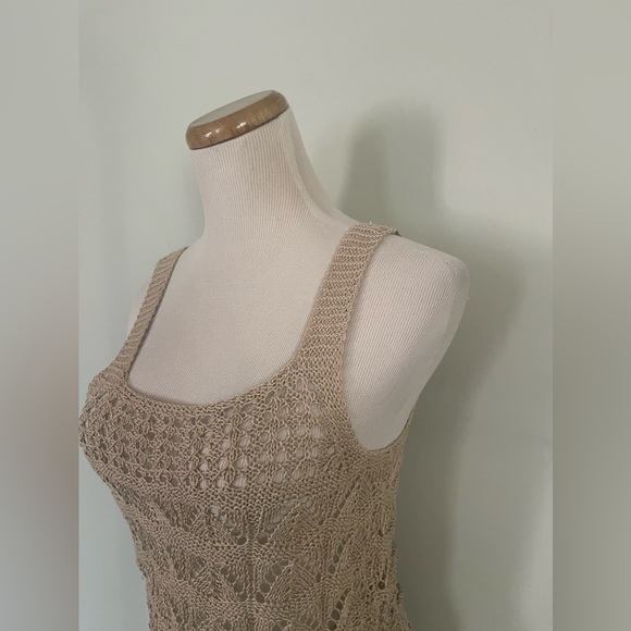 Vintage Crocheted Beige Sweater Vest Sz: S - Picture 2 of 8